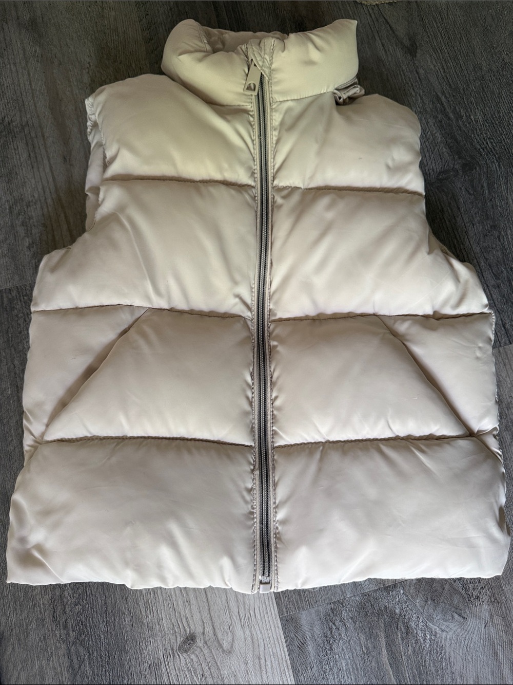 ZARA KID’S BEIGE QUILTED PUFFER VEST WITH OPTIONAL HOOD WORN 1X!